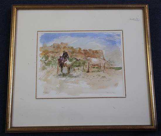 Pamela Kay (20th C.) St Marks Square from the west end and Camel rider, Jaislmere 9 x 11.5in and 11.5 x 8in.